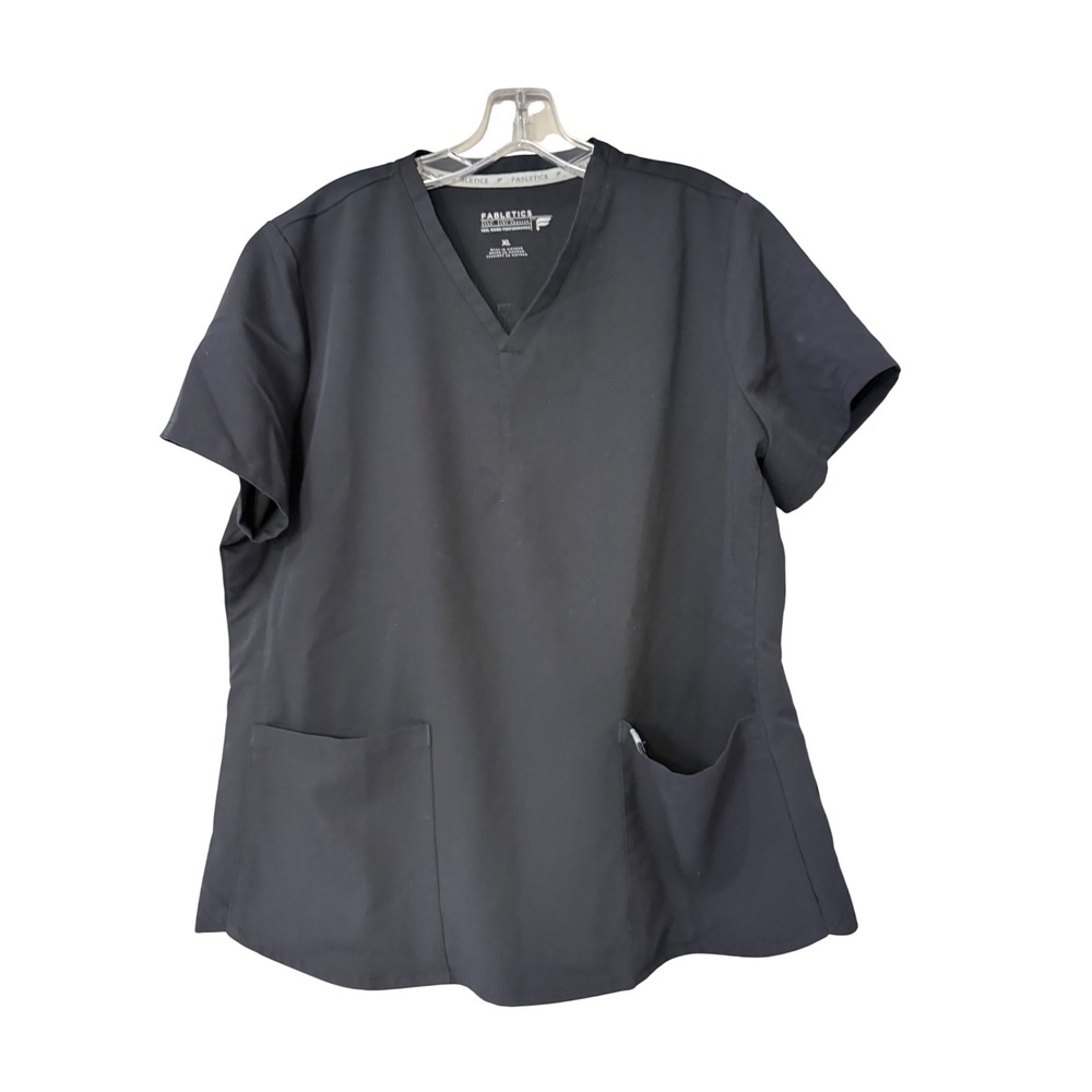Fabletics Black V-Neck Scrub Top XL Pockets